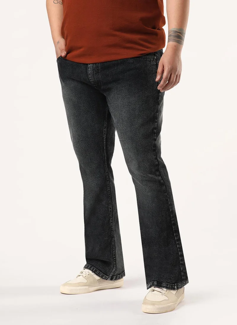 Urbano Fashion  Urbano Plus Men's Black Bootcut Fit Mid Rise Tinted Heavy Washed Jeans Stretchable for Men | Best Price UAE